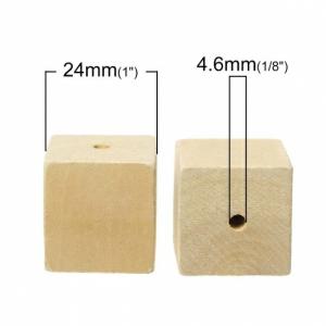 TT-ウッドビーズ 　大きいサイズキューブ型10個入　木製ビーズ　24mm