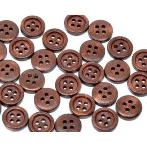 木製ボタン木のボタンダークブラウンウッドボタンセット15mmサイズ20個｜reinette-ys