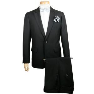 パーティースーツ タキシード ブラックスーツ メンズ シングル 黒 フォーマル 紳士 男性用 礼服 295017