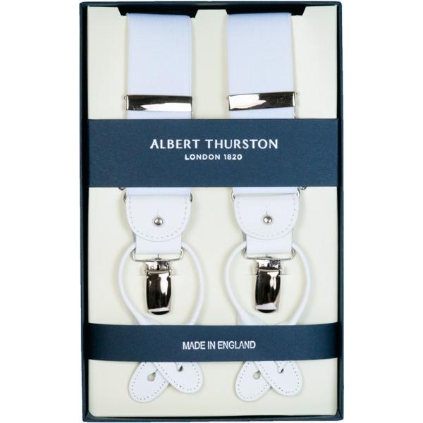 アルバートサーストン ALBERT THURSTON サスペンダー Y型 ホワイト 英国製 r-wh...