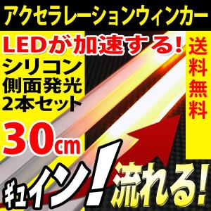 シリコン 流れるウインカー シーケンシャル 30cm 2本 LED テープライト 30発 側面 簡単取付 流星仕様 12V