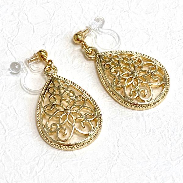 イヤリング プチプラ 人気 痛くない 樹脂 ノンホールピアス オリエンタル ドロップ 20代 30代...