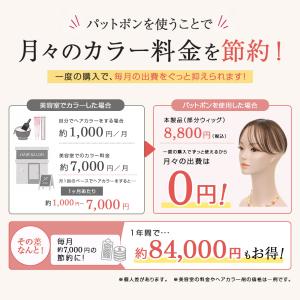 爆買 毛量少なめ ピンなし 部分かつら PP0...の詳細画像2