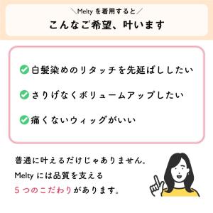 返品OK ピンなしウィッグ メルティ 部分 ウ...の詳細画像4