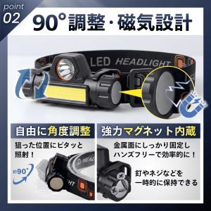 ヘッドライト 充電式 ヘルメットライト led...の詳細画像5