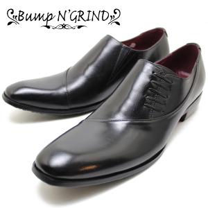 Bump N' GRIND バンプアンドグラインド BG-6071 本革 ビジネスシューズ 革靴 紳士靴 レースアップ レザー スリッポン ブラック