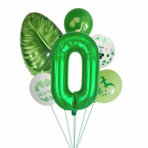 数字 バルーン 男の子 恐竜 セット 誕生日 飾り付け 緑 風船 葉 女の子 巨大 風船 バースデー 装飾 (数字「0」)｜relawer