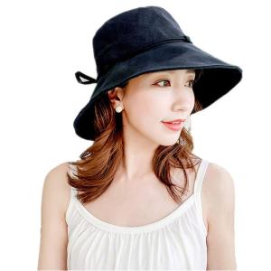 ミト 帽子 レディース UVカット 紫外線100％カット UV ハット 可愛い 小顔効果 綿麻素材のオシャレな 日よけ 折りたたみ つば広