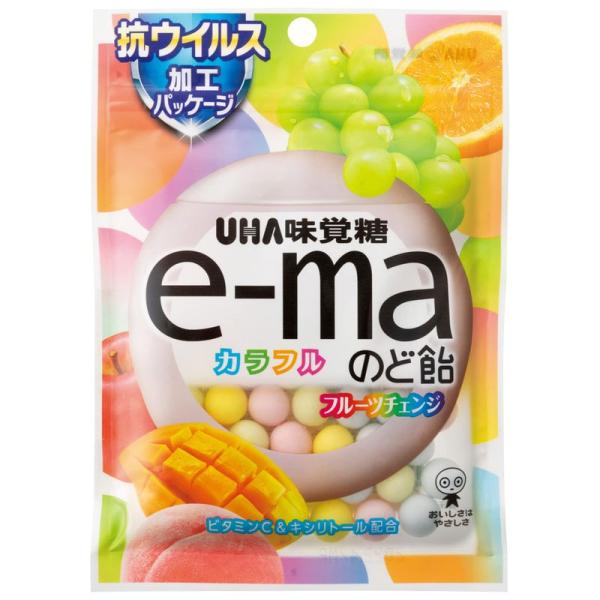 味覚糖 ｅ-ｍａのど飴袋 カラフルフルーツチェンジ 50g×6袋