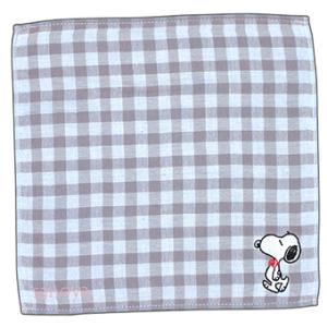 スヌーピー ミニタオル ガーゼ 西川 ハンカチタオル チェック ブルー 25x25cm 綿100％