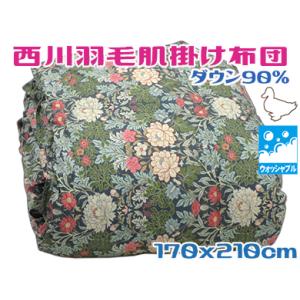 西川 ダウンケット セミダブル ブルー ダウン90％ 羽毛 肌掛け布団 送料無料