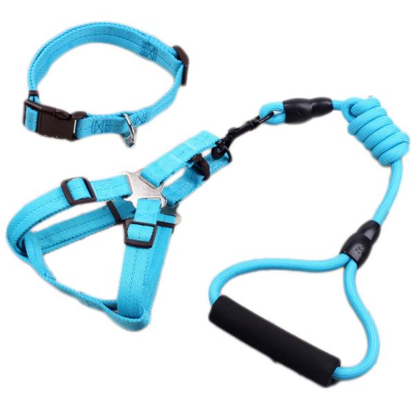 リード＆ハーネス 首輪3点セット ペット用 犬用 頑丈 散歩 トレーニング 小型犬 中型犬 大型犬（...