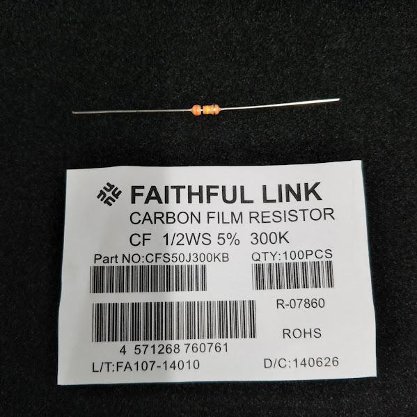FAITHFUL LINK　カーボン皮膜抵抗器　CF1/2WS　5％　300KΩ