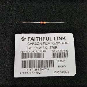 カーボン皮膜抵抗器　270R・CF1/4ｗ　5％　単品売り・未使用・中古
