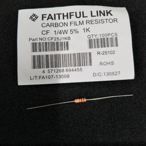 カーボン皮膜抵抗器　1ｋΩ。CF1/4ｗ・5％　中古部品・未使用・単品売り