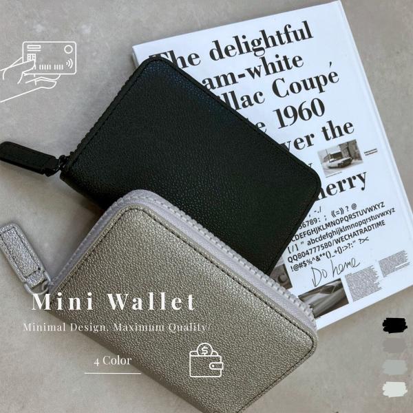 ミニ財布 レディース 二つ折り お札折らない コインケース カードケース コンパクト エアタグ 錆び...