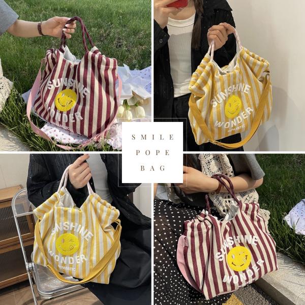 ショルダーバッグ レディース 2way 大容量 斜め掛け 軽い 肩掛け 手提げ ストライプ ワッペン...