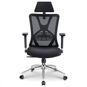 Ticova オフィスチェア 人間工学椅子 調節可能 な腰サポーとヘッドレストと