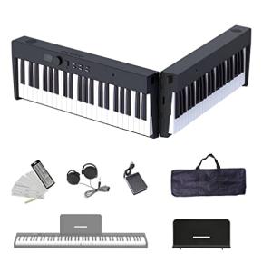 Longeye 電子ピアノ 88鍵盤 【折り畳み式 】 充電型 生ピアノと同じ鍵盤サイズ FOLD PRO ピアノ MIDI対応 ペダル付属 練習用イ