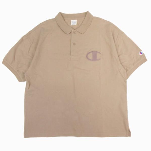 美品 Chanpion チャンピオン ビッグロゴポロシャツ 鹿の子 半袖 オーバーサイズ ビッグシル...