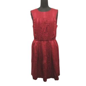 良品 MARC by MARC JACOBS マークバイマークジェイコブス シルク100% ノースリーブ ワンピース ドレス ドット XS 赤 レッド レディース 古着 中古