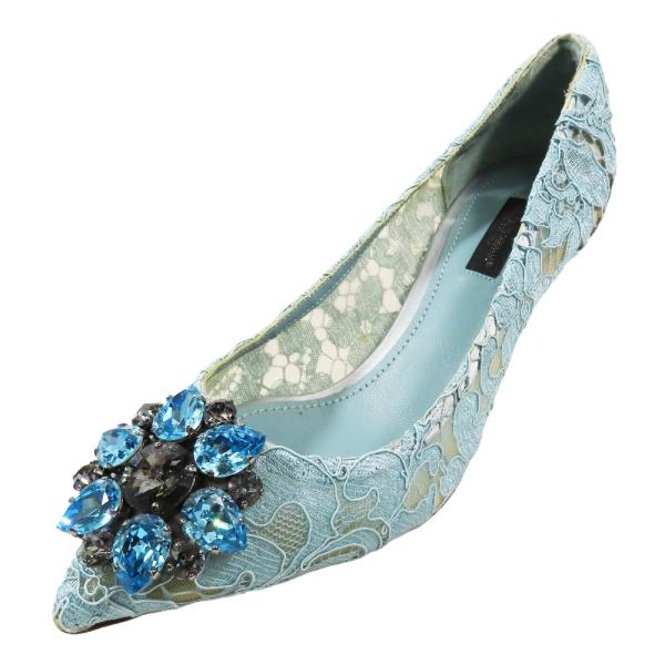 未使用 DOLCE&amp;GABBANA ドルチェ＆ガッバーナ レインボー パンプス レース ブローチ ビ...