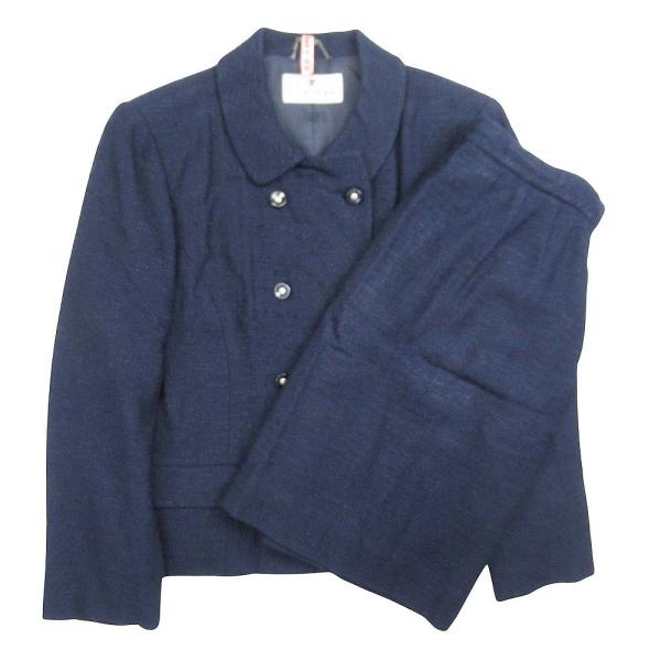 美品 courreges クレージュ サマーツイード スカートスーツ ダブルボタンジャケット 膝丈ス...