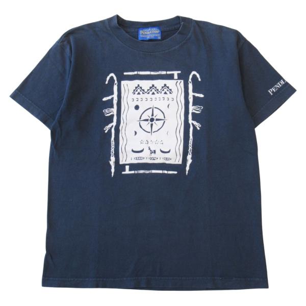 PENDLETON ペンドルトン Tシャツ カットソー 半袖 プリント ロゴ サイズS 紺 ネイビー...