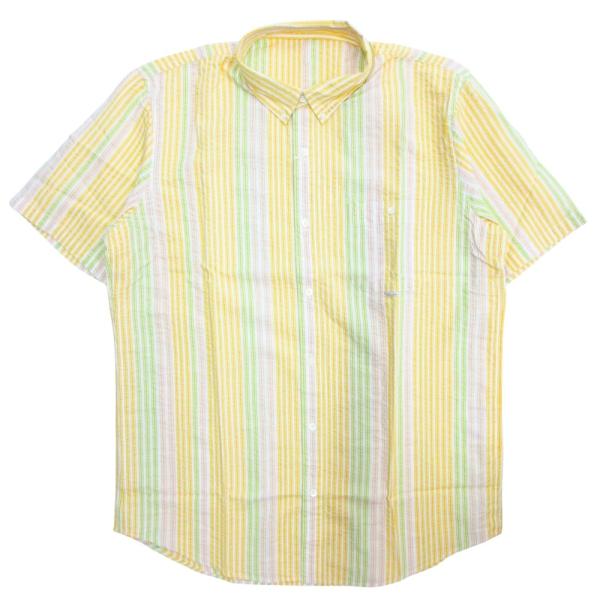 未使用 Papas パパス コットン リネン シャツ カットソー 半袖 リップル加工 D0473FB...