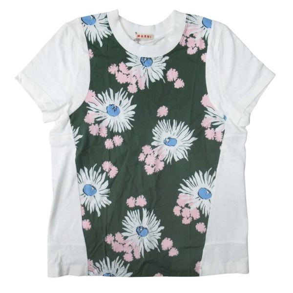 美品 MARNI マルニ 布帛 フラワープリント Tシャツ 半袖 ジャージ生地 カットソー 花柄 3...