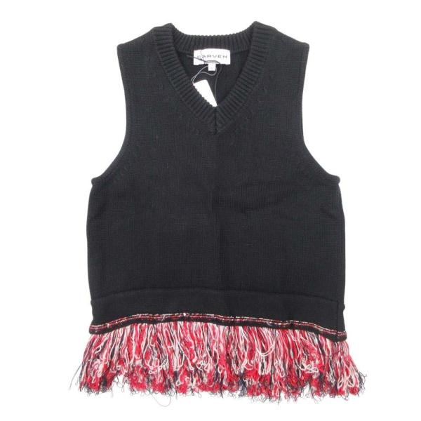 未使用 CARVEN カルヴェン フリンジ ニット ベスト Vネック カットソー ノースリーブ トッ...