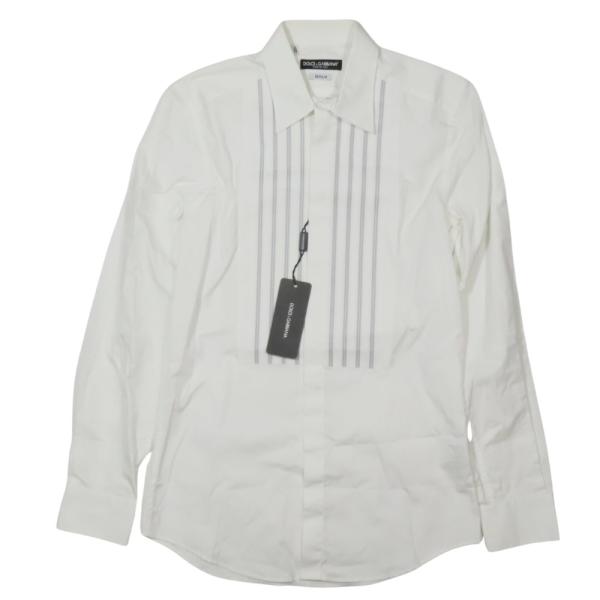 未使用 DOLCE&amp;GABBANA ドルチェ＆ガッバーナ コットン 長袖 ドレス シャツ ストライプ...