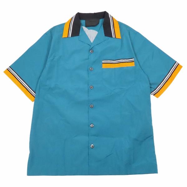 未使用 2021年製 PRADA プラダ オープンカラー ボーリング シャツ 半袖 バックプリント ...