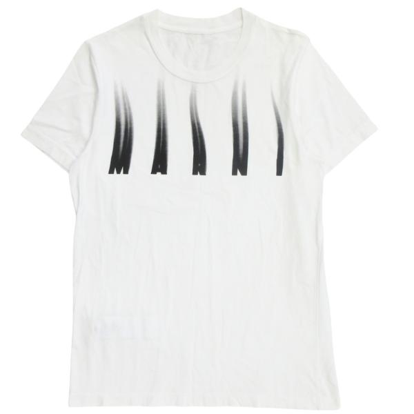 美品 21AW MARNI マルニ ロゴ プリント Tシャツ カットソー 半袖 丸首 HUMU019...