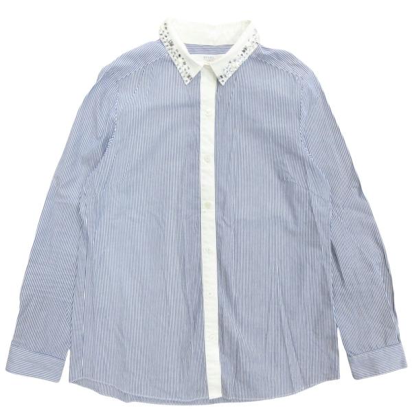 美品 BEAMS ビームス ビジュー シャツ ブラウス カットソー 長袖 ストライプ 52-11-0...