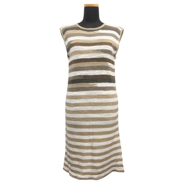 良品 70's ISSEY MIYAKE イッセイミヤケ リネン ニット ワンピース ノースリーブ ...