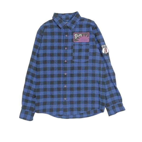 美品 atmos アトモス コットン 長袖 ジャケット ロゴ 刺繍 ワッペン チェック柄 アウター ...