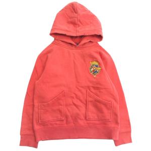 Polo by Ralph Lauren ポロ バイ ラルフローレン ダメージ加工 プルオーバー パーカー スウェット 3223-2338 120cm 朱色 キッズ 古着 中古