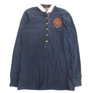 90’s 00’s POLO JEANS COMPANY ポロジーンズ ロング ポロシャツ 長袖 エンブレム ワッペン 金ボタン ヴィンテージ 紺 レディース 古着 中古