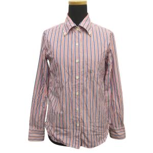 良品 DRESSTERIOR ドレステリア ストライプ シャツ ブラウス カットソー ボタンダウン 青 ブルー 赤 レッド 白 ホワイト レディース 古着 中古