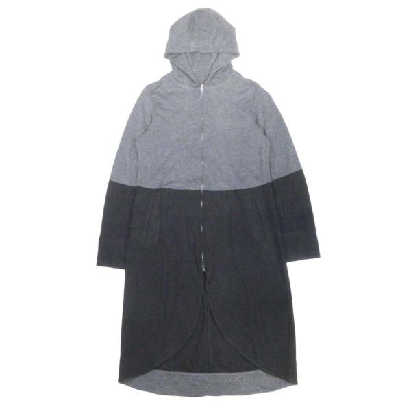 美品 bajra バジュラ ニット切替 ロングパーカー フーデッド ジップアップ ジャケット 3 グ...