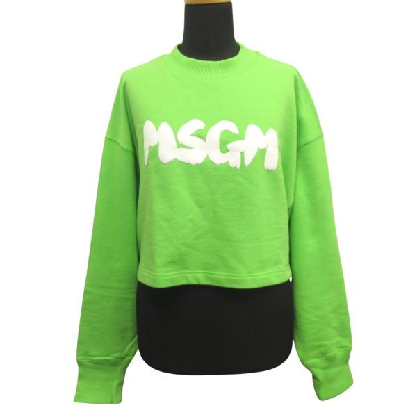 新品同様 MSGM エムエスジーエム クロップド スウェット シャツ トレーナー ロゴ プリント S...