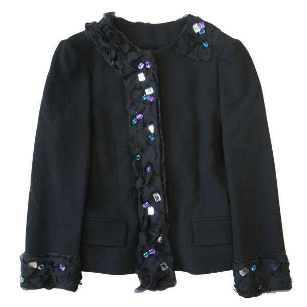 未使用 D&amp;G DOLCE&amp;GABBANA ドルチェ&amp;ガッバーナ ドルガバ ビジュー ノーカラー ジ...