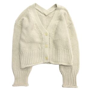 良品 LOWRYS FARM ローリーズファーム ニット カーディガン カットソー Vネック ショート丈 長袖 ベージュ系 レディース 古着 中古