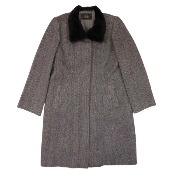 美品 Leilian レリアン ヌートリアファー襟 カシミヤ ロングコート スタンドカラー ステンカ...