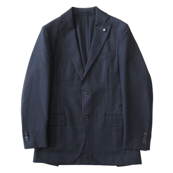 美品 LARDINI ラルディーニ ストライプ ウール テーラード ジャケット ブレザー シングル ...