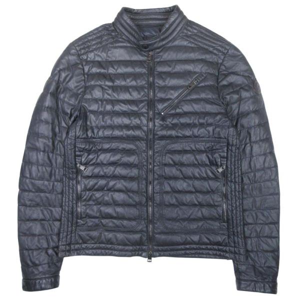 美品 MONCLER モンクレール CASTEU シープスキン レザー ダウン ライダースジャケット...
