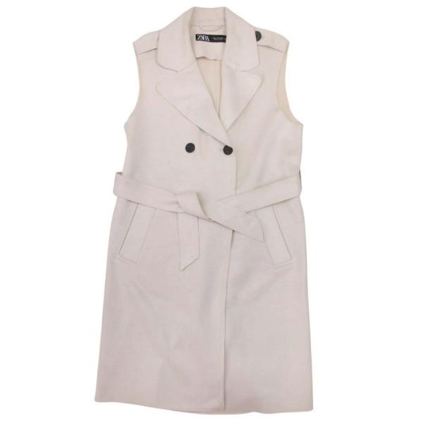 美品 ZARA ザラ フェイクスエード ロングベスト ジレ ノースリーブ トレンチコート ジャケット...