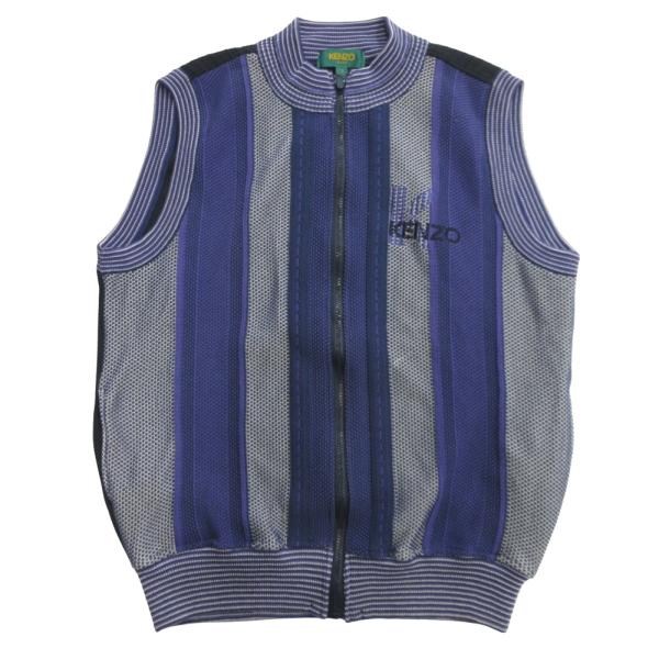 美品 KENZO GOLF ケンゾー ゴルフ 90's ジップアップ ベスト ノースリーブ ニット ...