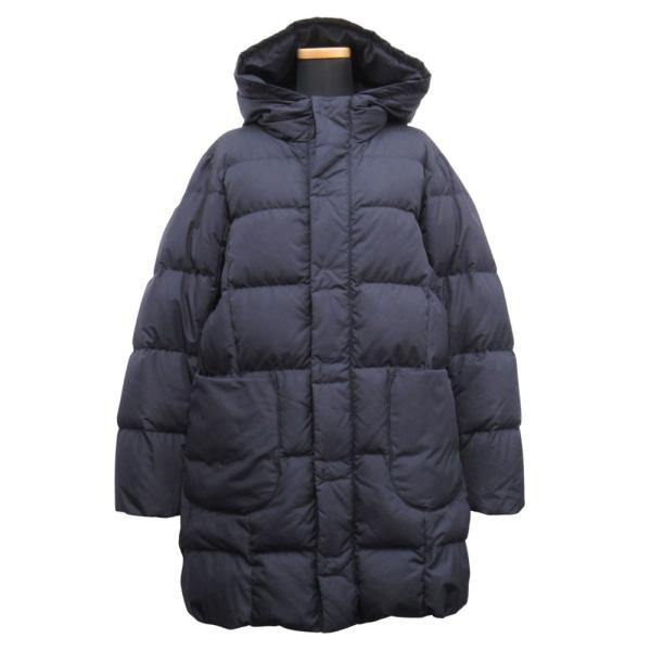美品 Gymphlex ジムフレックス ダウン ジャケット ブルゾン フード サイズ12 S相当 紺...